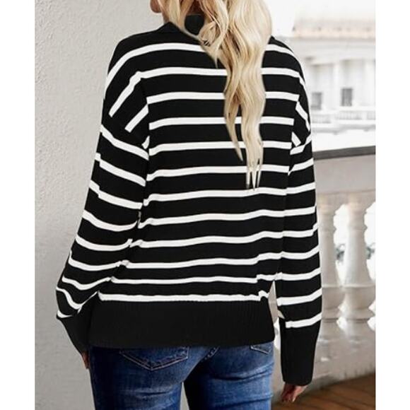 NEW VINCE CAMUTO Striped Long Sleeve Sweater Top Size S - Picture 7 of 7